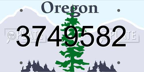 3749582 Oregon License Plate