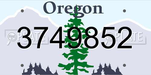 3749852 Oregon License Plate