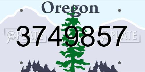 3749857 Oregon License Plate