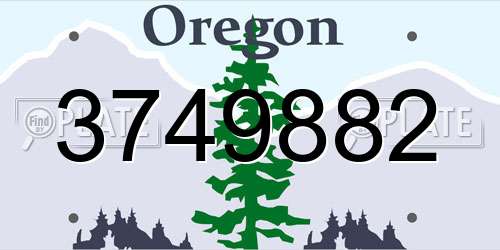 3749882 Oregon License Plate