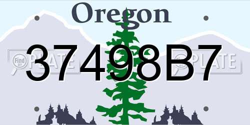 37498B7 Oregon License Plate