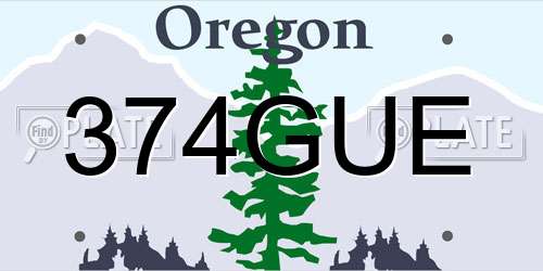 374GUE Oregon License Plate