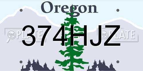 374HJZ Oregon License Plate