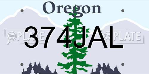 374JAL Oregon License Plate