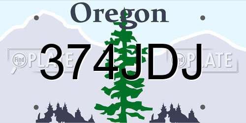 374JDJ Oregon License Plate