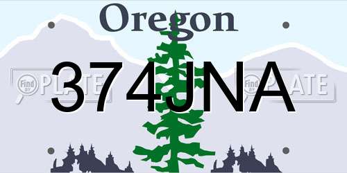 374JNA Oregon License Plate