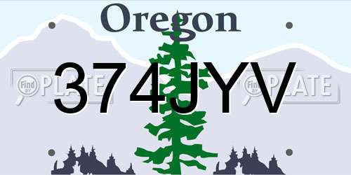 374JYV Oregon License Plate