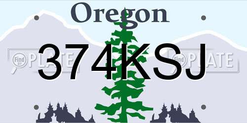 374KSJ Oregon License Plate