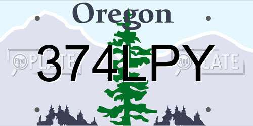 374LPY Oregon License Plate