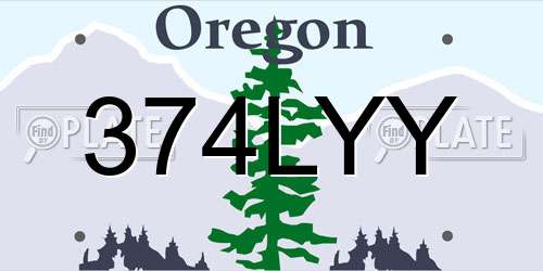 374LYY Oregon License Plate
