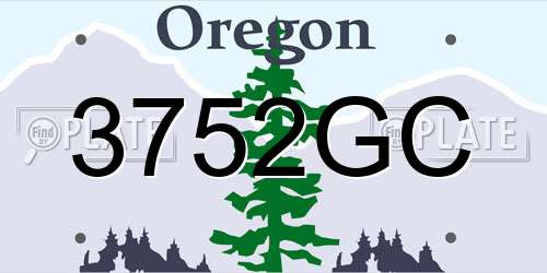 3752GC Oregon License Plate