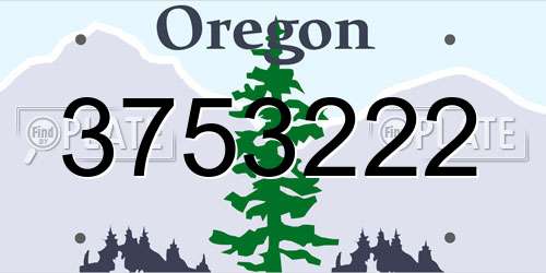 3753222 Oregon License Plate