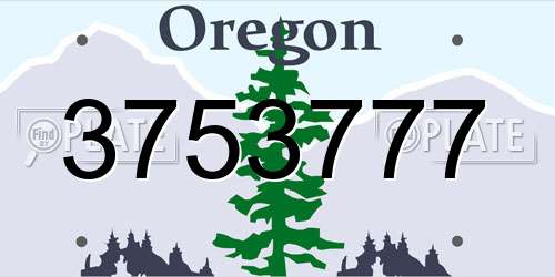 3753777 Oregon License Plate