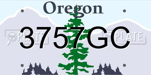 3757GC Oregon License Plate