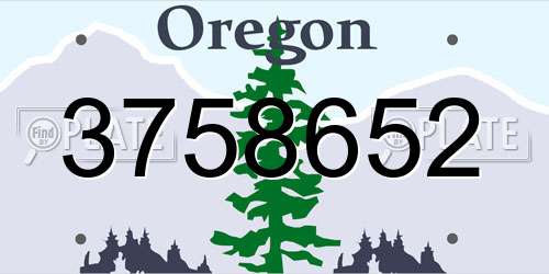 3758652 Oregon License Plate