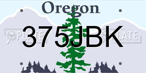 375JBK Oregon License Plate
