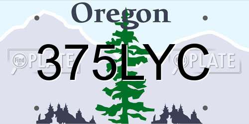 375LYC Oregon License Plate