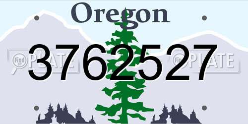 3762527 Oregon License Plate