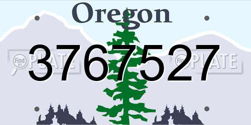 3767527 Oregon License Plate
