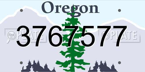 3767577 Oregon License Plate