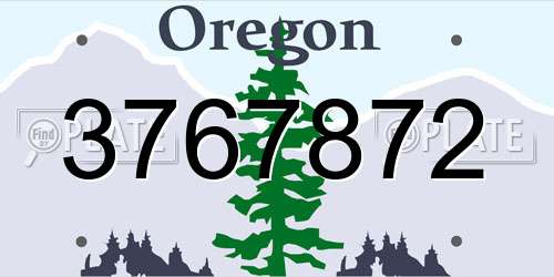 3767872 Oregon License Plate