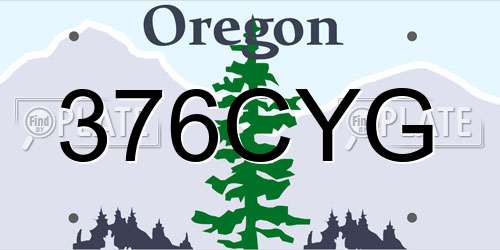 376CYG Oregon License Plate