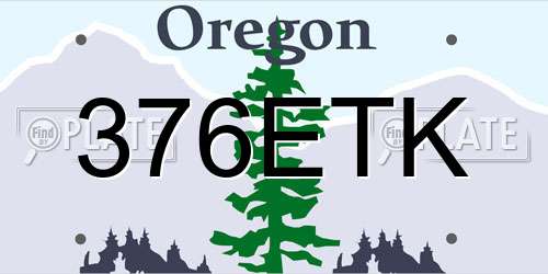 376ETK Oregon License Plate
