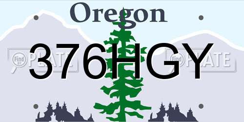 376HGY Oregon License Plate