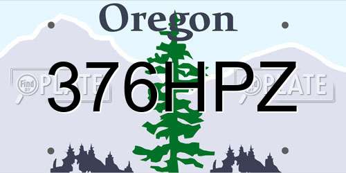 376HPZ Oregon License Plate