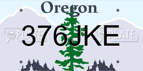 376JKE Oregon License Plate