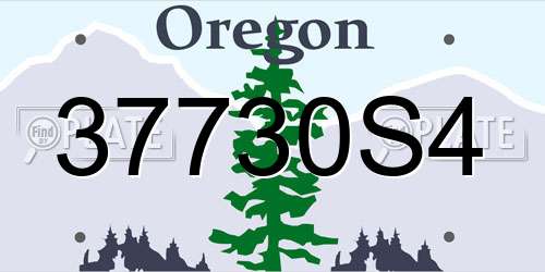 37730S4 Oregon License Plate