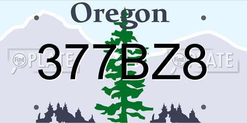 377BZ8 Oregon License Plate