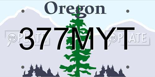 377MYT Oregon License Plate