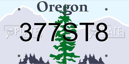 377ST8 Oregon License Plate