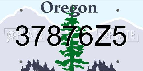 37876Z5 Oregon License Plate