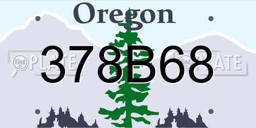 378B68 Oregon License Plate