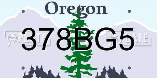 378BG5 Oregon License Plate
