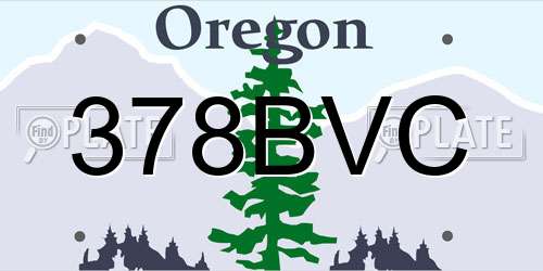 378BVC Oregon License Plate