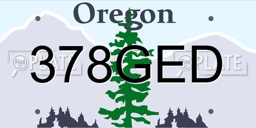 378GED Oregon License Plate