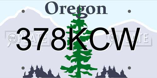 378KCW Oregon License Plate