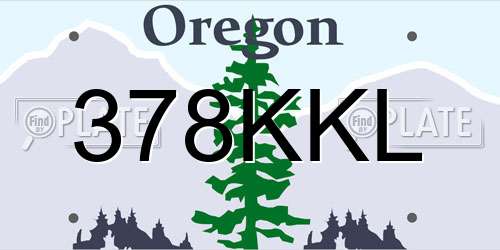 378KKL Oregon License Plate