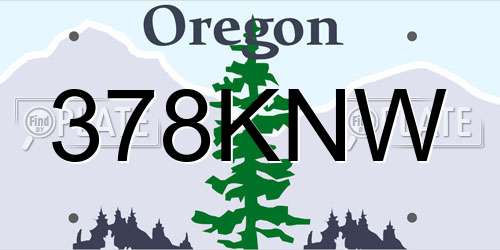 378KNW Oregon License Plate