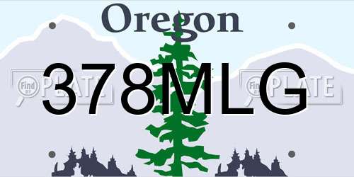 378MLG Oregon License Plate