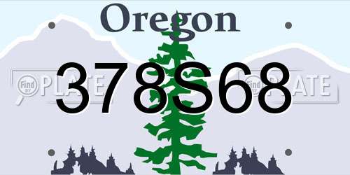 378S68 Oregon License Plate
