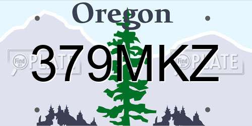 379MKZ Oregon License Plate