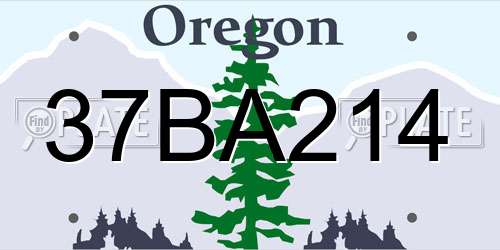 37BA214 Oregon License Plate