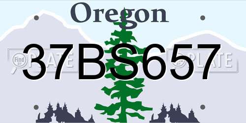 37BS657 Oregon License Plate