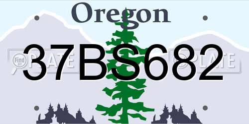 37BS682 Oregon License Plate