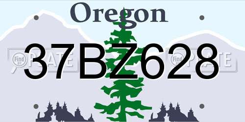 37BZ628 Oregon License Plate