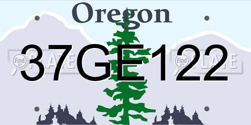 37GE122 Oregon License Plate